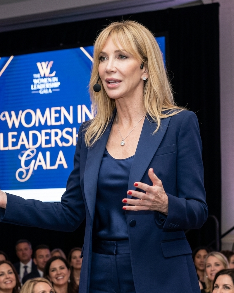 Jenn Wylde hosting on stage at the Women in Leadership Gala